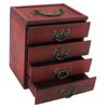 Jewelry Box Chinese Vintage Case 4 Drawer Wood Oriental Compact Ample Capacity Versatile Storage