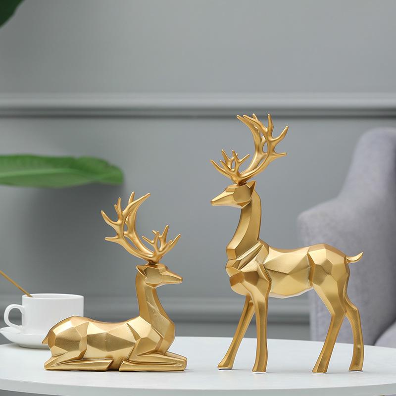 Nordic Resin Origami Elk Ornament for Living Room Decoration - Housewarming Gift