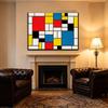 Red Yellow Blue Abstract Grid Artwork For Living Room Decor