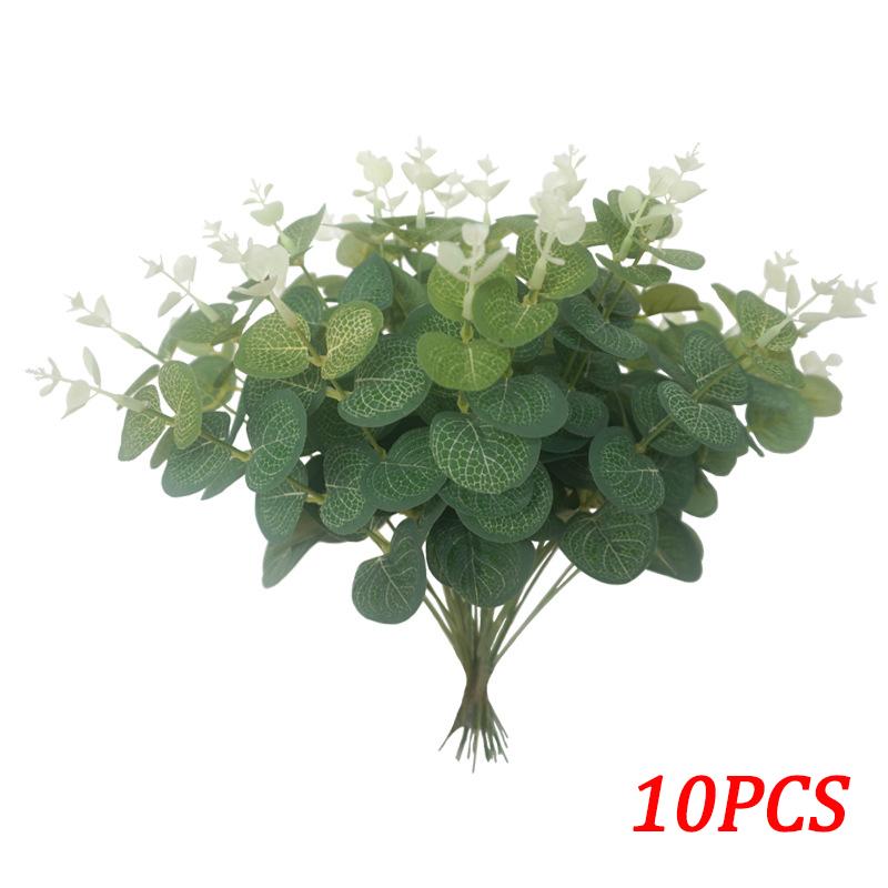 

12/10 шт. листья эвкалипта, пучок, ветка, искусственные пластиковые растения, листья, зеленые стебли, свадебные искусственные цветы, торт, декор своими руками