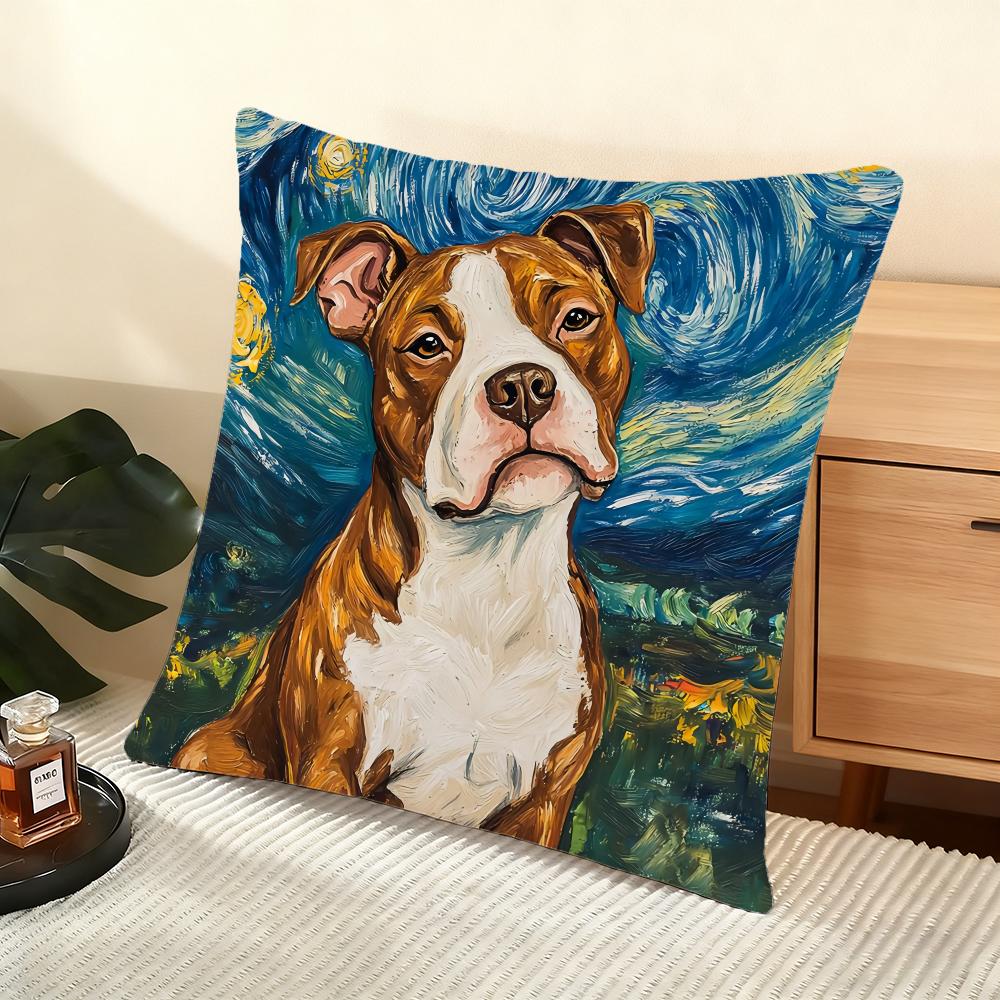 Catoon Starry Sky Dog Cushion Cover Soft Short Plush Pillow Cover Smooth Cozy Texture Aesthetic Cushion Case Home Decor