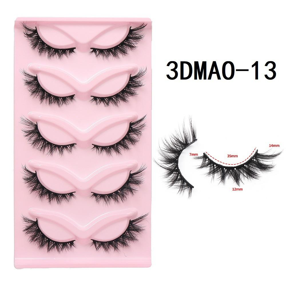 XF 5 Pairs Fox Eye Lashes 3D Silk Fluffy Faux Mink False Cat Eyelashes Custom Packaging Box with Private logo