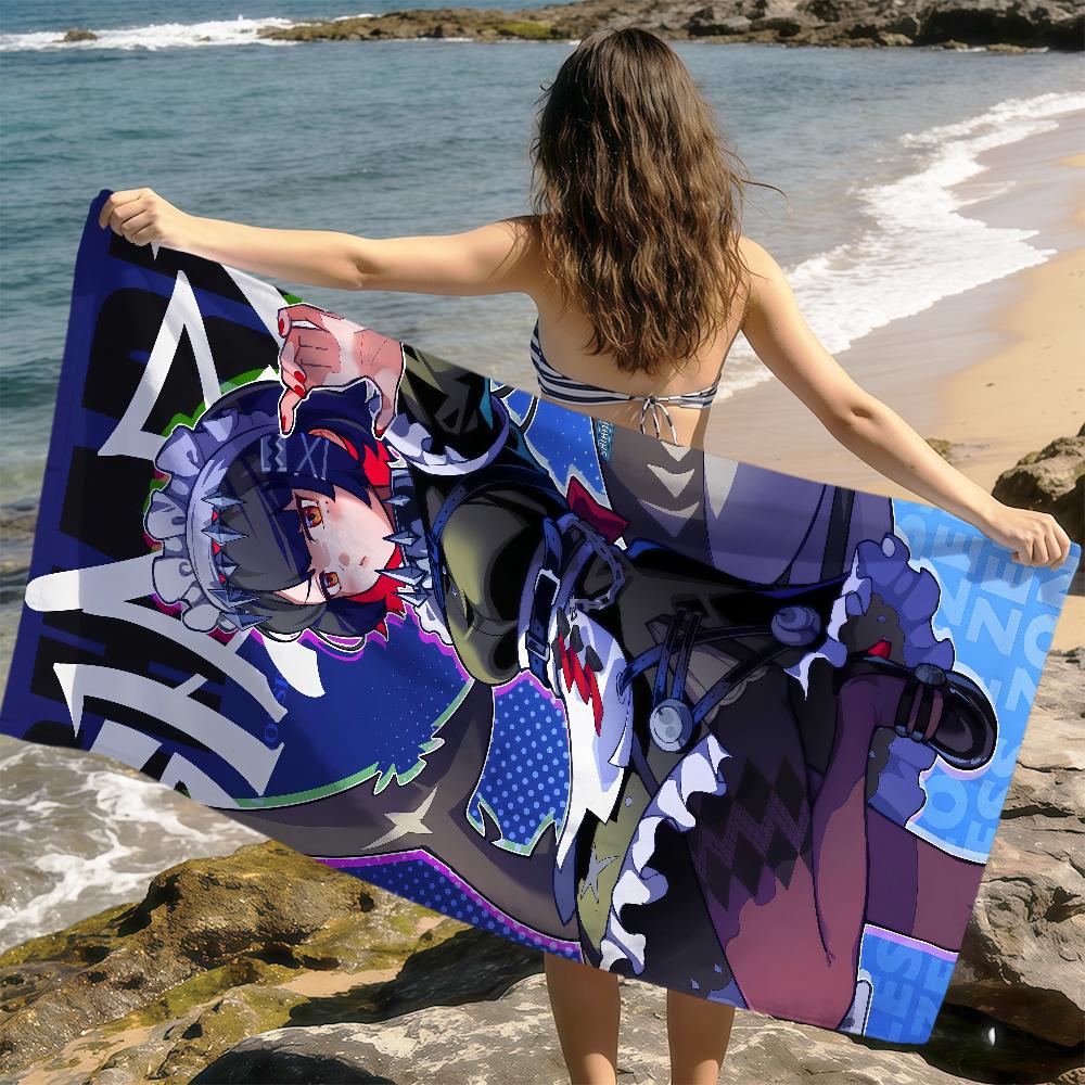 Game Ellen Joe Zenless Zone Zero Shark Cute Towel Soft Dry Beach Towels Trip Towel Swim Summer Vacation Bathing Pool Camp Gift