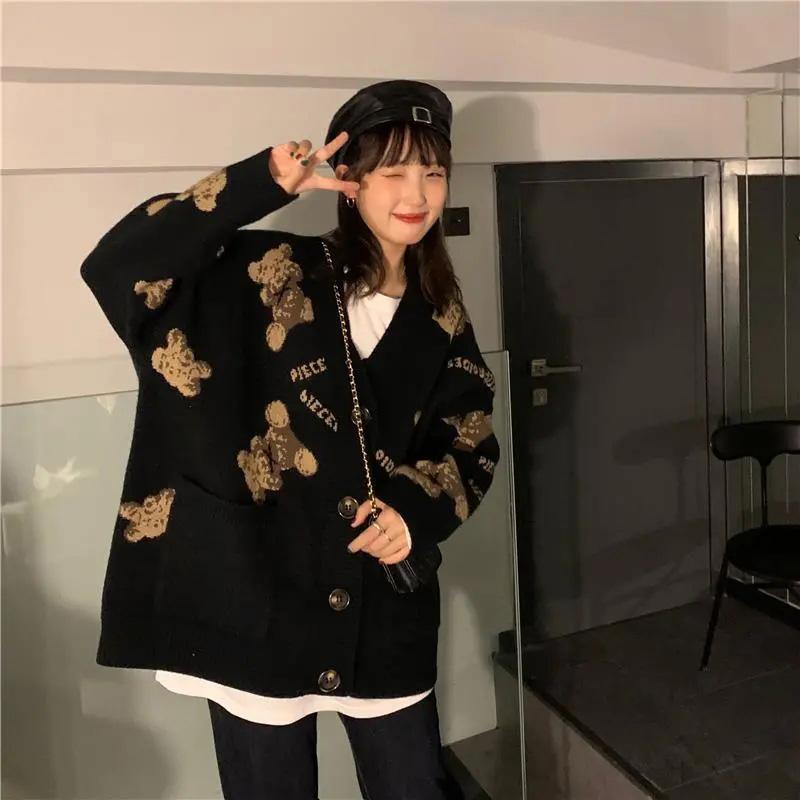 Sweater Jacket Women's Fall Red Retro Casual Knit Jacket Slim Button Cozy Tops