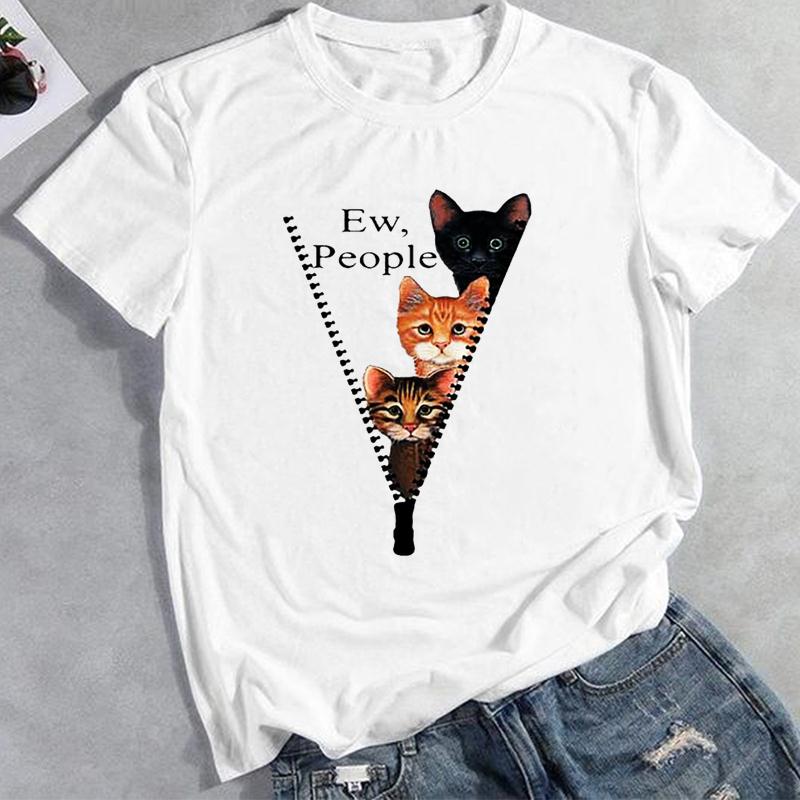 European sizes Lady Female Print Tee Summer Fashion 3D Cat Lovely Trend Graphic T-shirt Clothing Casual  Women Top Tshirt Short Sleeve