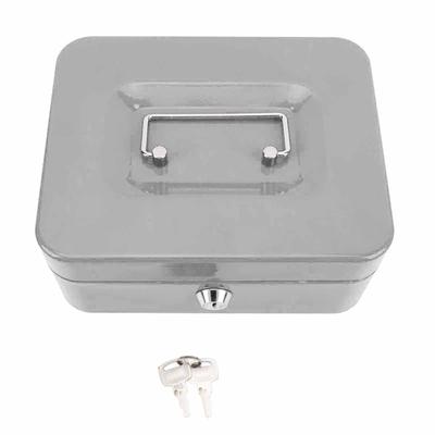 Small Locking Cash Box Portable Double Layers Safe Metal Money Box for Home and Office