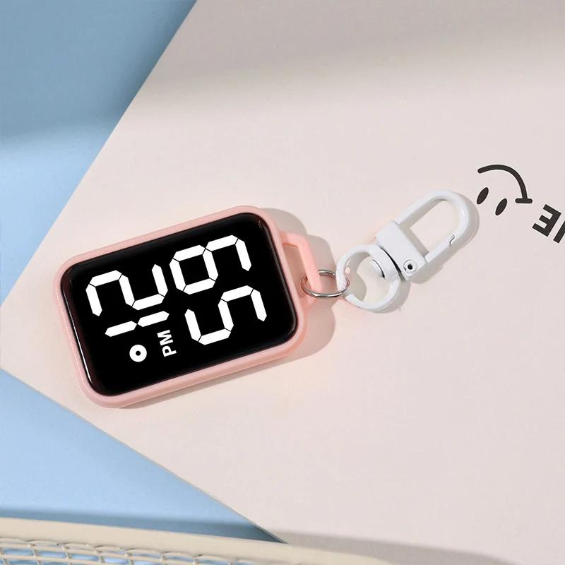 LED Keychain Pocket Watch Digital Electronic Watch Keychain Luminous Function Hanging Watch Touch Display Digital Pendant Watch