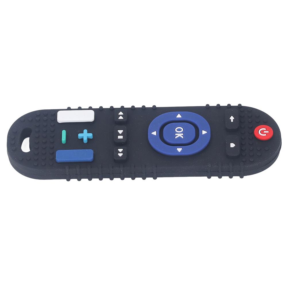 Silicone Teething Toy TV Remote Shaped High Simulation Multi Buttons Textured Baby Teether Black