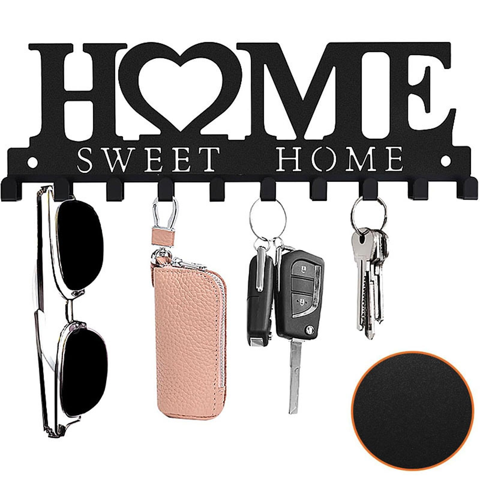 

Настенный держатель для ключей Стильный металлический настенный держатель для ключей: Настенный клейкий держатель и органайзер для всех ваших настенных крючков One Size чёрный