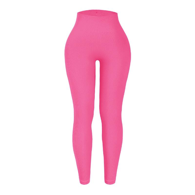 Calças de Yoga Sem Costura de Cintura Alta – Femininas com Fio de Compressão Justas para Corrida e Fitness