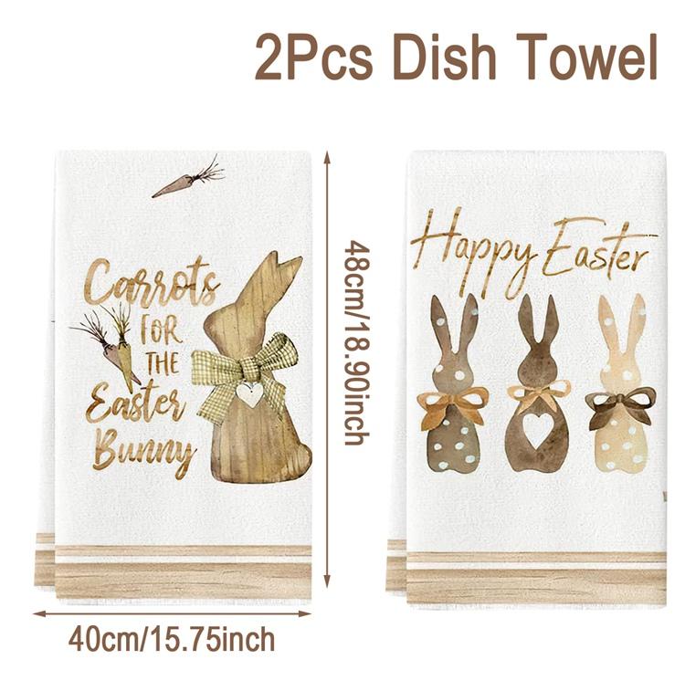 

2/4pcs Easter Bunny Pattern Bunny Print Dishcloth Dish Towel Quick-drying Kitchen Towel Home Decor Spring Holiday for Kitchen