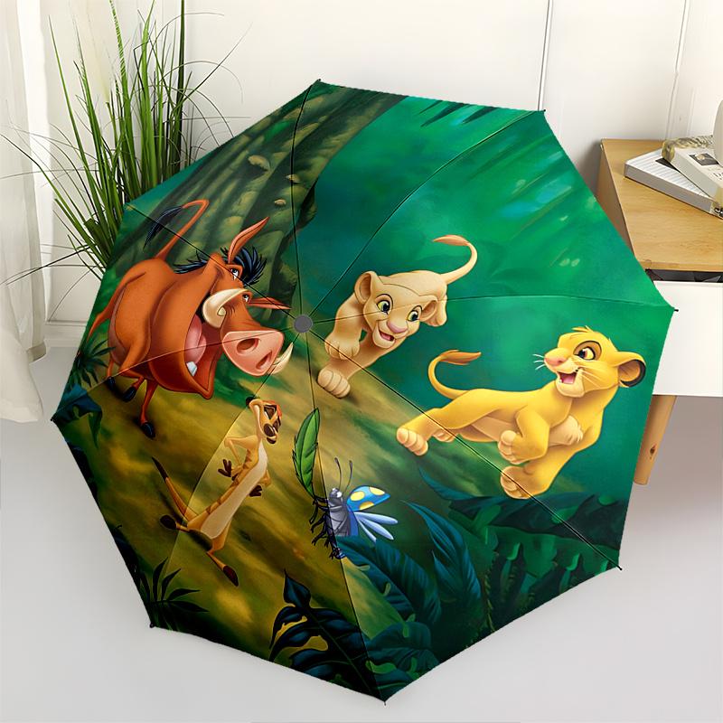 

1 Auto Open Lion King, Jungle Themed Colorful 8 rib Portable Umbrella for Men and Women, A Compact Commuting Companion Suitable for Daily Dr