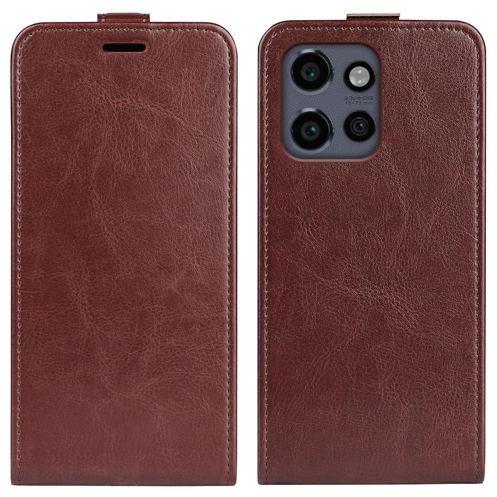 

For Motorola Edge 50 Neo 5G/Moto S50 5G/Thinkphone 25 5G Case with Card Slots Vertical Flip Leather Phone Cover Brown