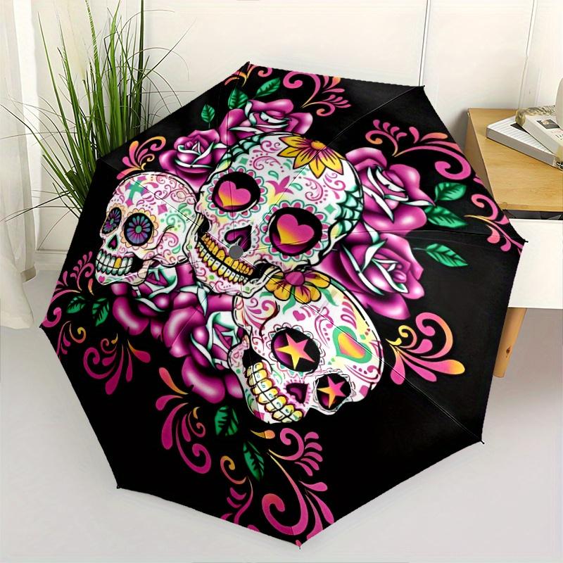Skull Automatic Opening and Closing Umbrella - Suitable for Various Occasions, Outdoor Activities, Lightweight and Durable Automatic Folding