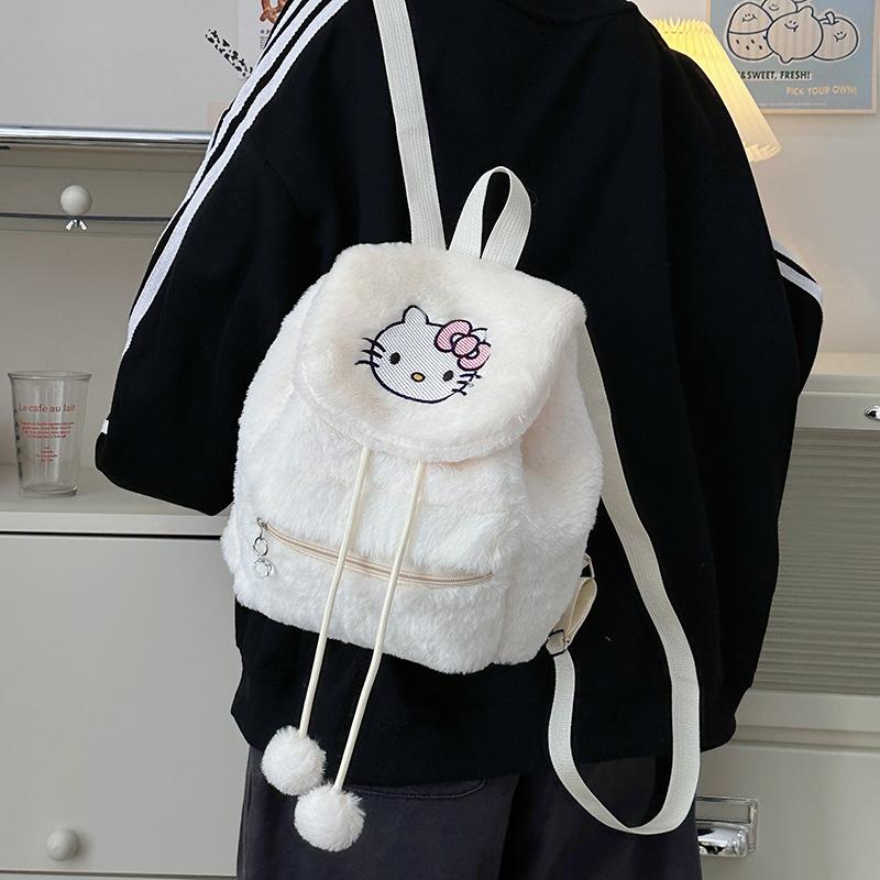 Schoolbag hairy bag female cartoon new Korean trend design Melody plush backpack girl cute schoolbag