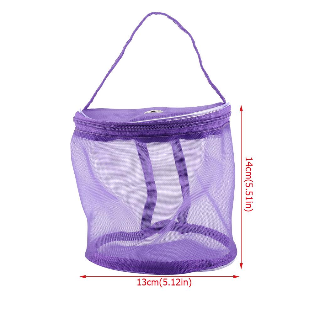 Portable Storage Bag Cylinder Mesh Wool Yarn Convenient Exquisite Container Handbag (Purple)
