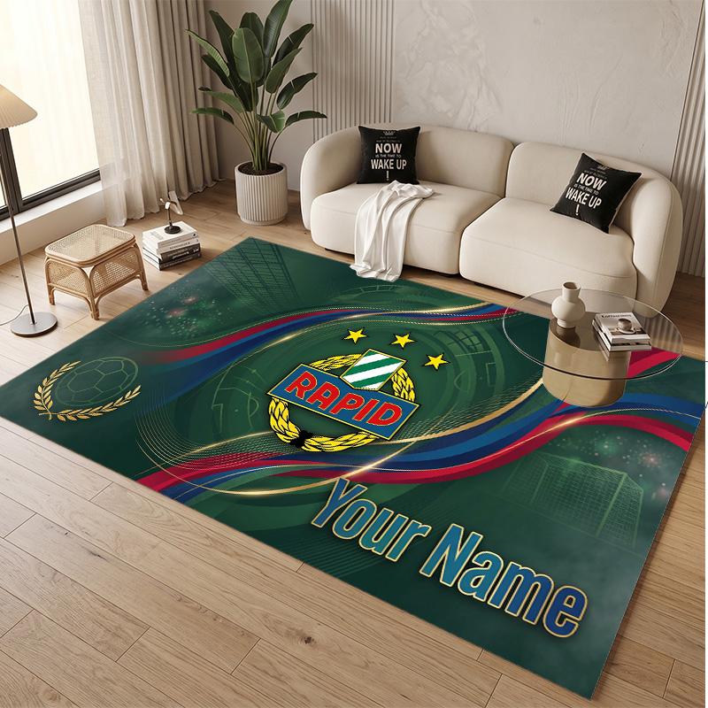 Personalized Crystal Velvet Carpet Rapid Wien FC Pattern Non Slip Floor Rug