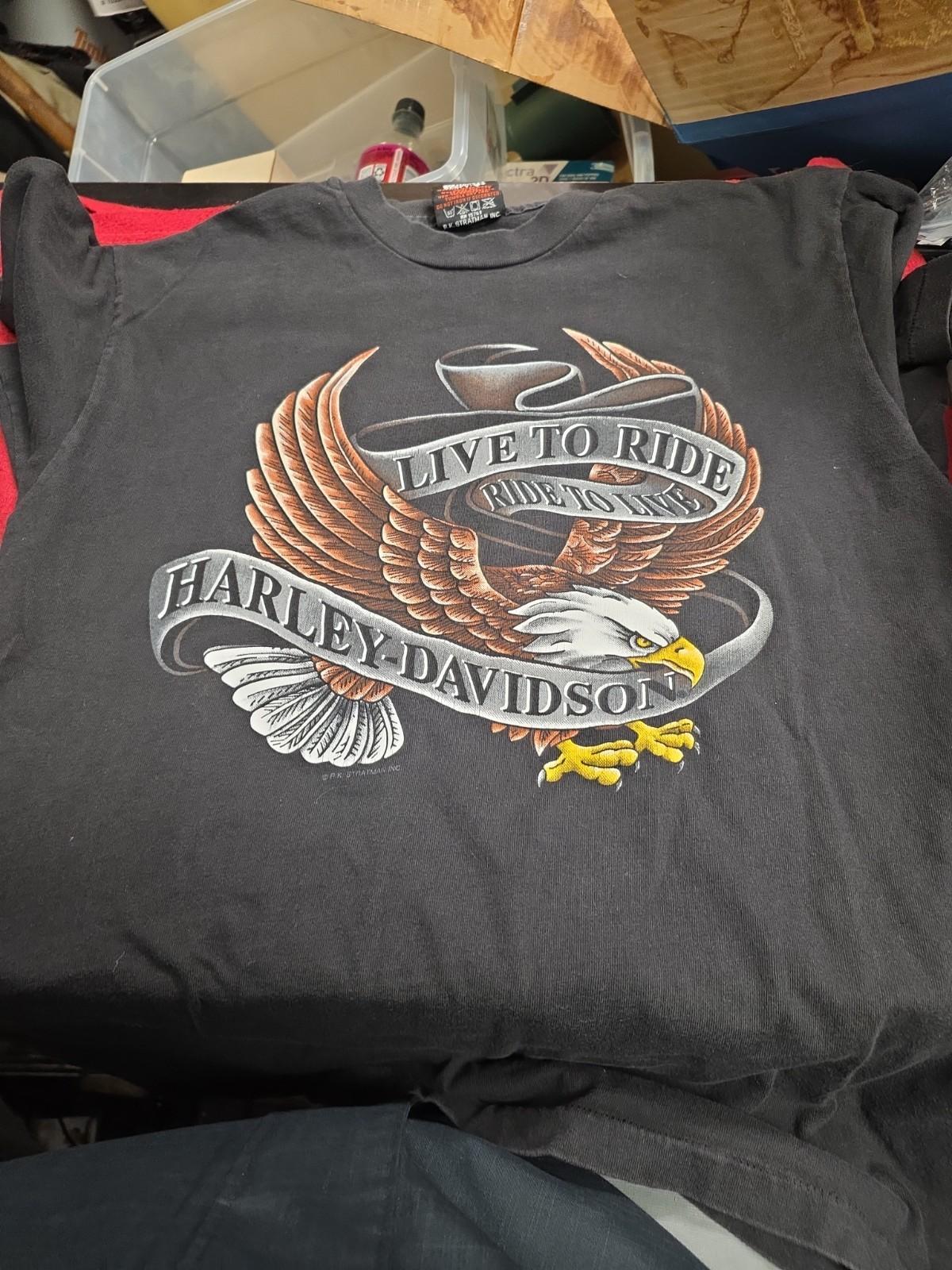 1980s Harley Davidson Live To Ride 3D Emblem Shirt Size M Double Side NYC XXXXL