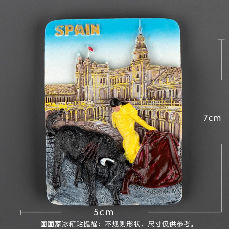 Spanish Fridge Magnet Refrigerator Sticker Madrid Barcelona Matador Model Resin Stereo Refrigerator Sticker Span Refrigerator St