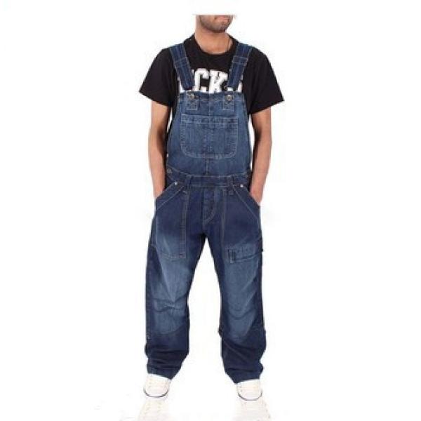 Herrstorlek Enfärgade Hängselbyxor med Flera Fickor och Cargo-design