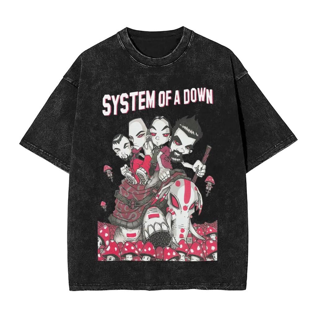 Rock Washed T Shirts Streetwear T-Shirt SYSTEM OF A DOWN SOAD Tee Shirt for Men Women 100% Cotton Harajuku Printed