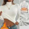 Warm Velvet Lined Womens Turtleneck Sweater Long Sleeve Knitwear Elastic Breathable Base Layer Top Solid Color