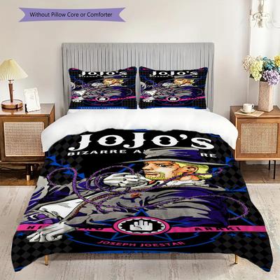 Jojos Bizarre Adventure Stardust Crusaders Bedding (1 * Duvet Cover + 2 * Pillowcase, Without Core) 2D Flat Soft and Comfortable