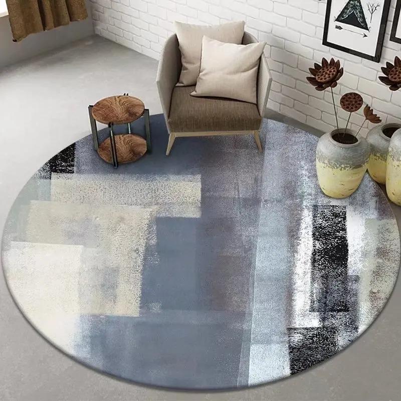 Abstract Art Round Rug Living Room Sofa Bedroom Decorative Carpet Computer Chair Floor Mat Non-Slip