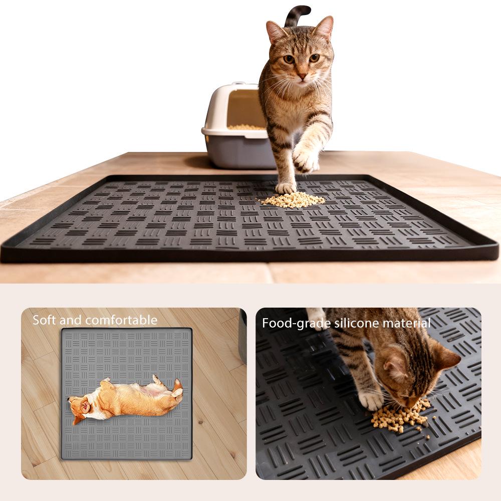 Waterproof Silicone Pet Feeding Mat - Spill-Proof, Straight Edge, Large Size for Cats & Dogs or Litter Mat