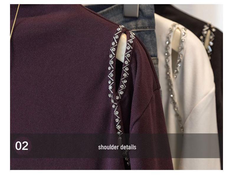 Top de Veludo com Strass de Gola Alta Dupla Face Plus Size para Mulheres - Emagrecedor, Camada Base Quente para Outono/Inverno.