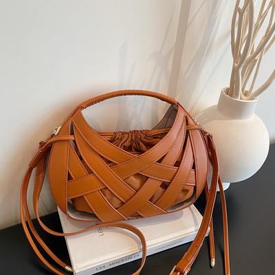 Handbag, Women's Niche Design, Woven Bag, Fashionable and Simple Drawstring Bag, Versatile Commuting Single Shoulder Crossbody Bag
