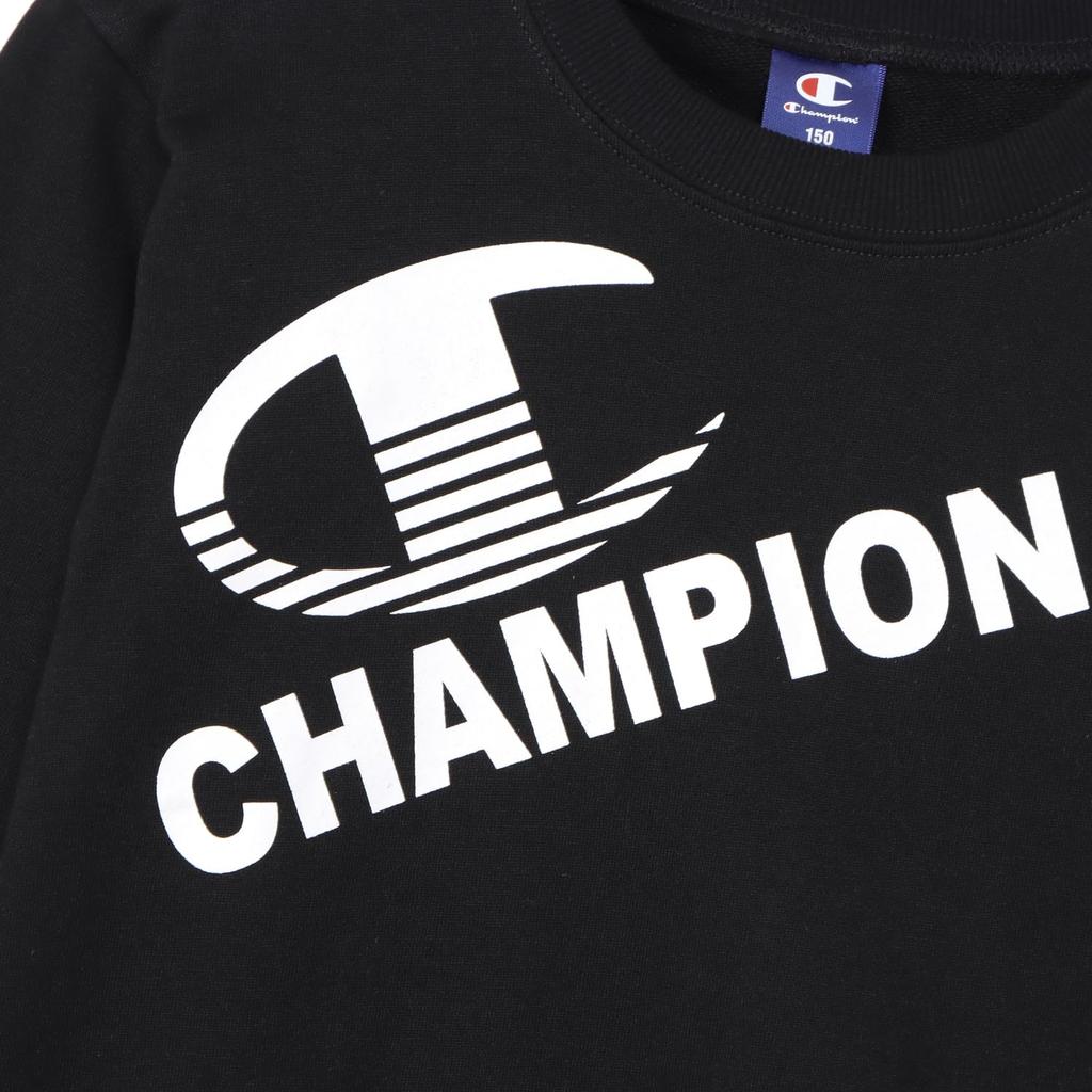 Champion Long Sleeve Crew Neck Sweatshirt with Graphic Logo Size 130 CK-YS003 Print, Schoolboy, Black,