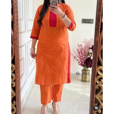 Women Designer Chettinad Cotton Kurti Indian Bollywood Top Tunic Kurta Pant Set SC-2282