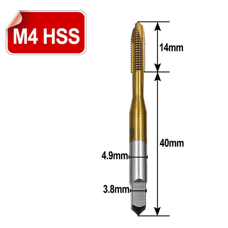 M3-M8 Titanium-Plated High-Speed Steel Straight Flute Tap Set for Threading Inner Holes