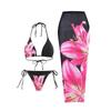 European & American Print Bikini Set with Slimming Wrap Skirt - Women's 3-Piece Beachwear 2025