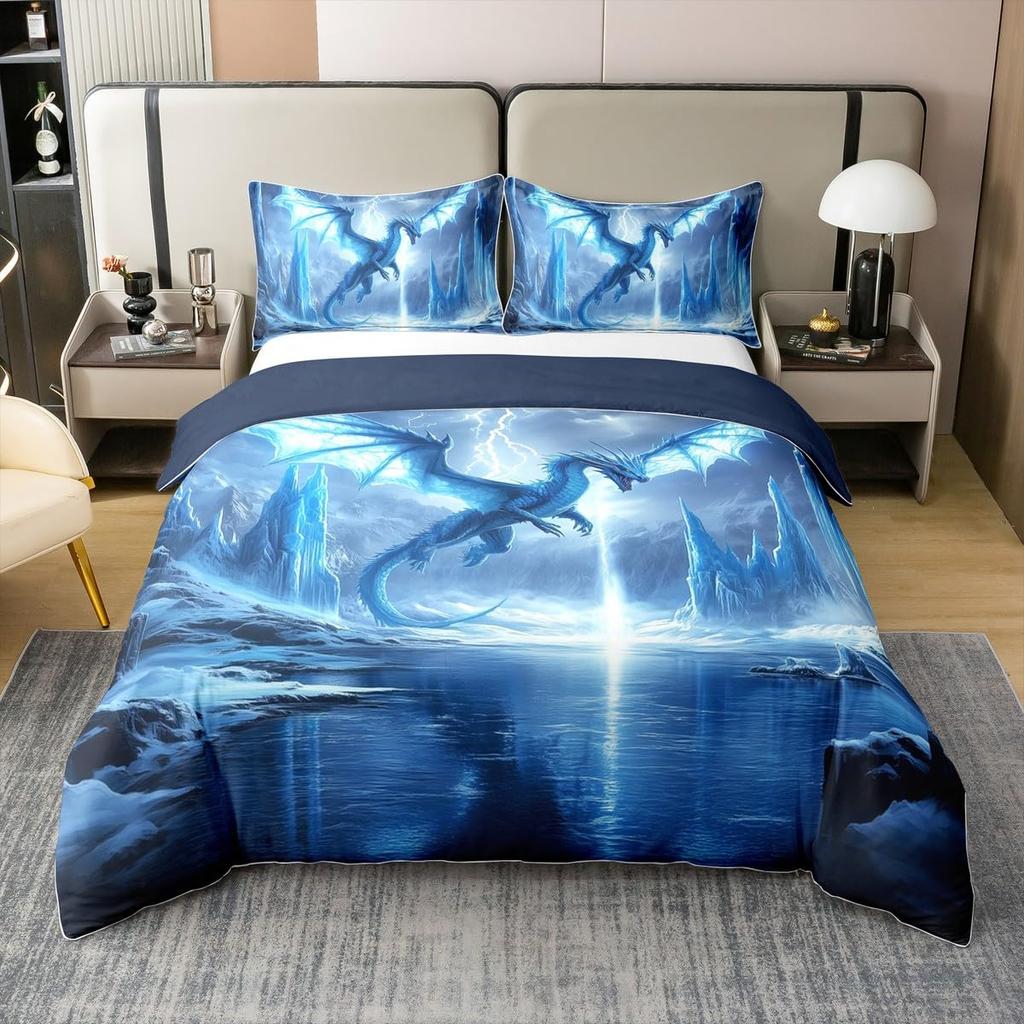 Glacier Duvet Cover Sets for Kids Teens Queen Quilt Covers Lightweight Down Bedroom Decor 2 Pillowcases 1 Duvet Cover No Quilt