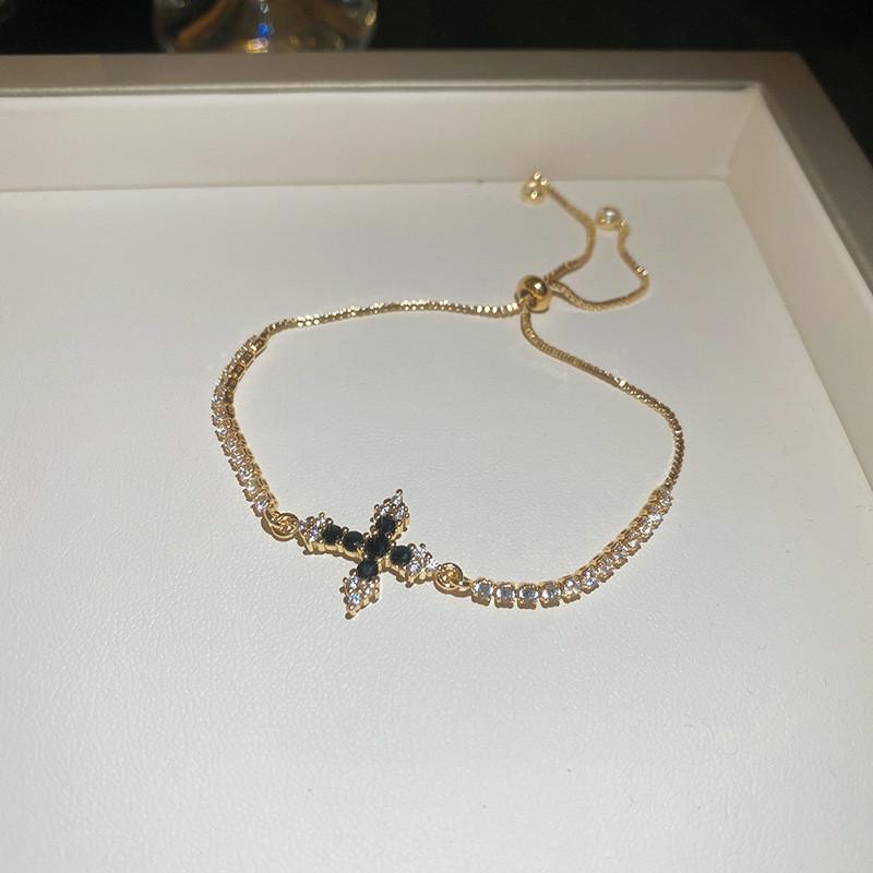 Cross Pendant Bracelet With Cubic Zirconia For Womens Fashion Accessory Gift