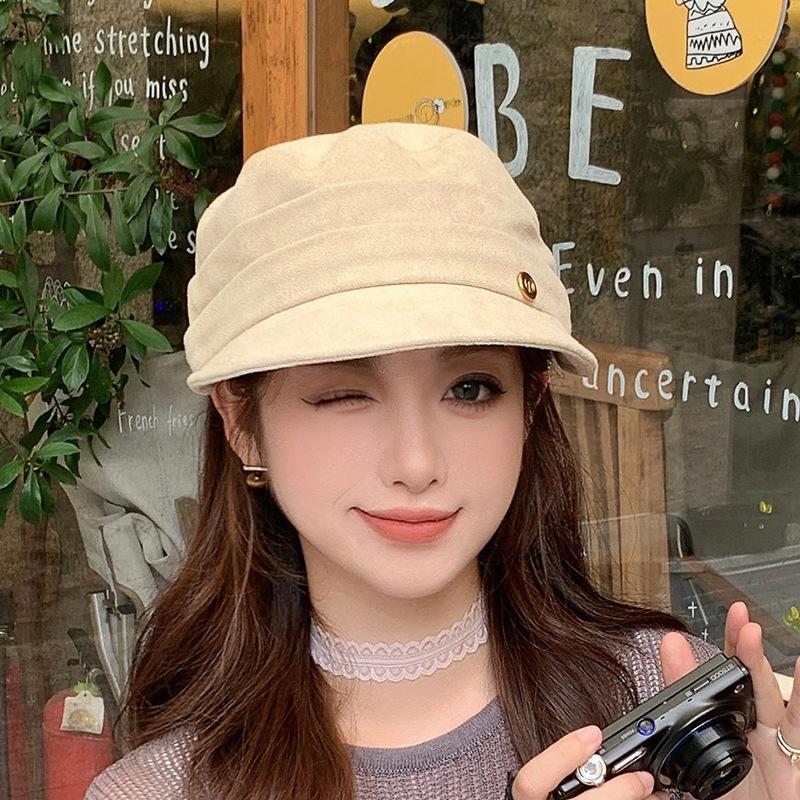 Beret female literary new retro equestrian hat wide brim show face small British painter hat