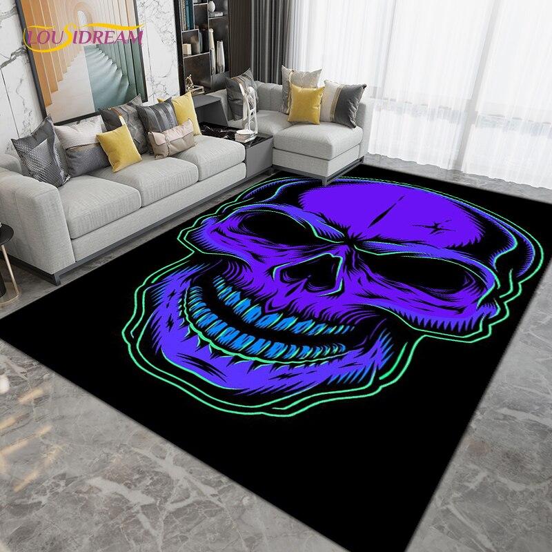 Horror Skull Art Area Rug,Carpets for Living Room Bedroom Decoration, Sofa Chair Cushion Rug,Kitchen Bathroom Non-slip Floor Mat