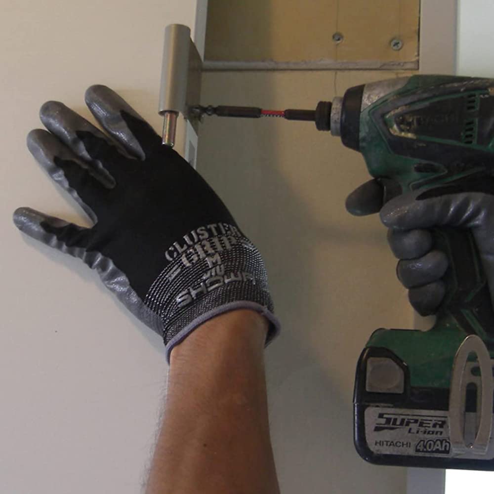 Showaglove Work Gloves 371 Assembly Grip Size 1 Pair of No. Cluster, L, Black, (Set 2)