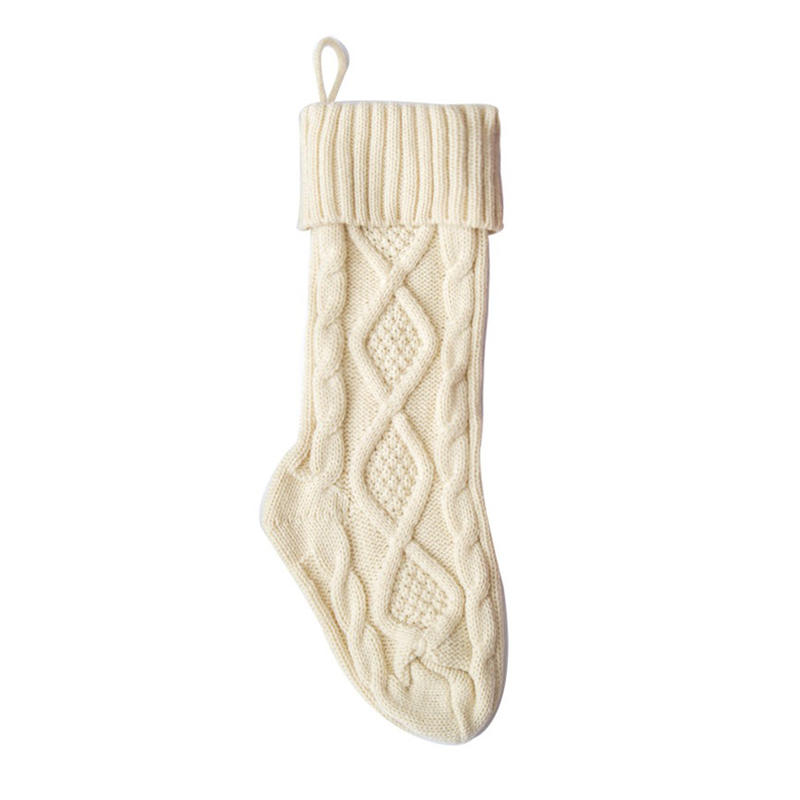 Fashion Cable Knit Christmas Stockings Solid Color Classic Hanging Gift Candy Stocking for Fireplace Xmas Tree