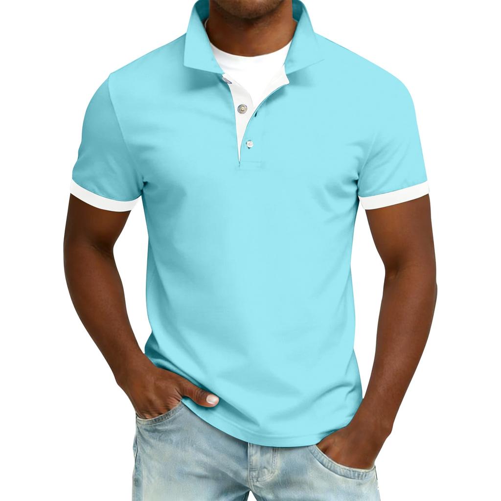 Men's Summer Button Lapel Loose Short Sleeve Top Men's Casual Fashion Top