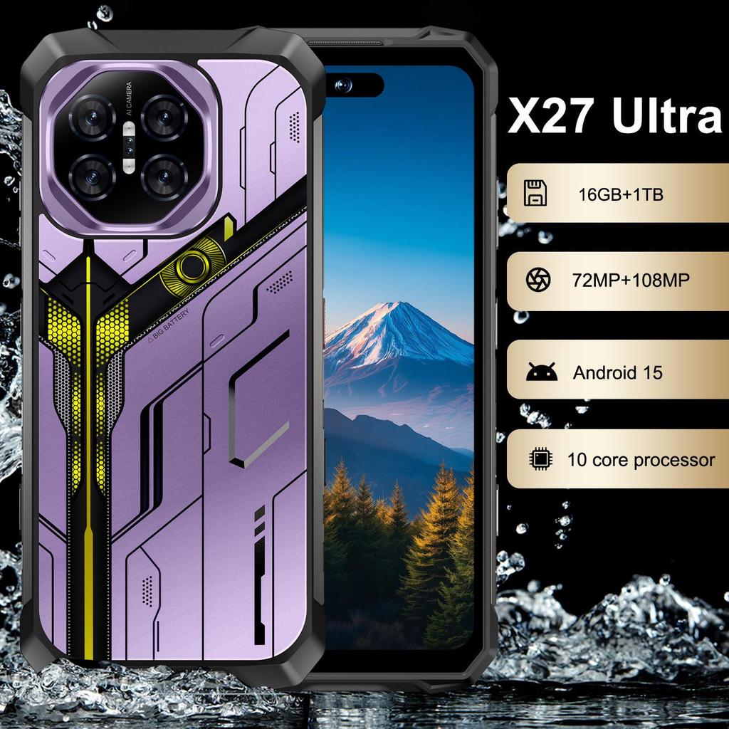 X27 Ultra Waterproof Smartphone - 16GB RAM + 1TB Storage, Large Screen