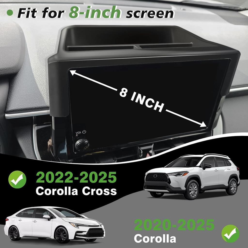 Muslogy Dashboard Storage Organizer Fits For -2024 2025 Toyota Corolla & -2025 Corolla Cross Accessories Non-Slip Ert Behind Screen For 8-Inch Touch