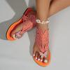Women's Ethnic Butterfly Slip-On Sandals: butterfly, split-toe, cushioned sole, all-season. For casual outings, parties, beach.