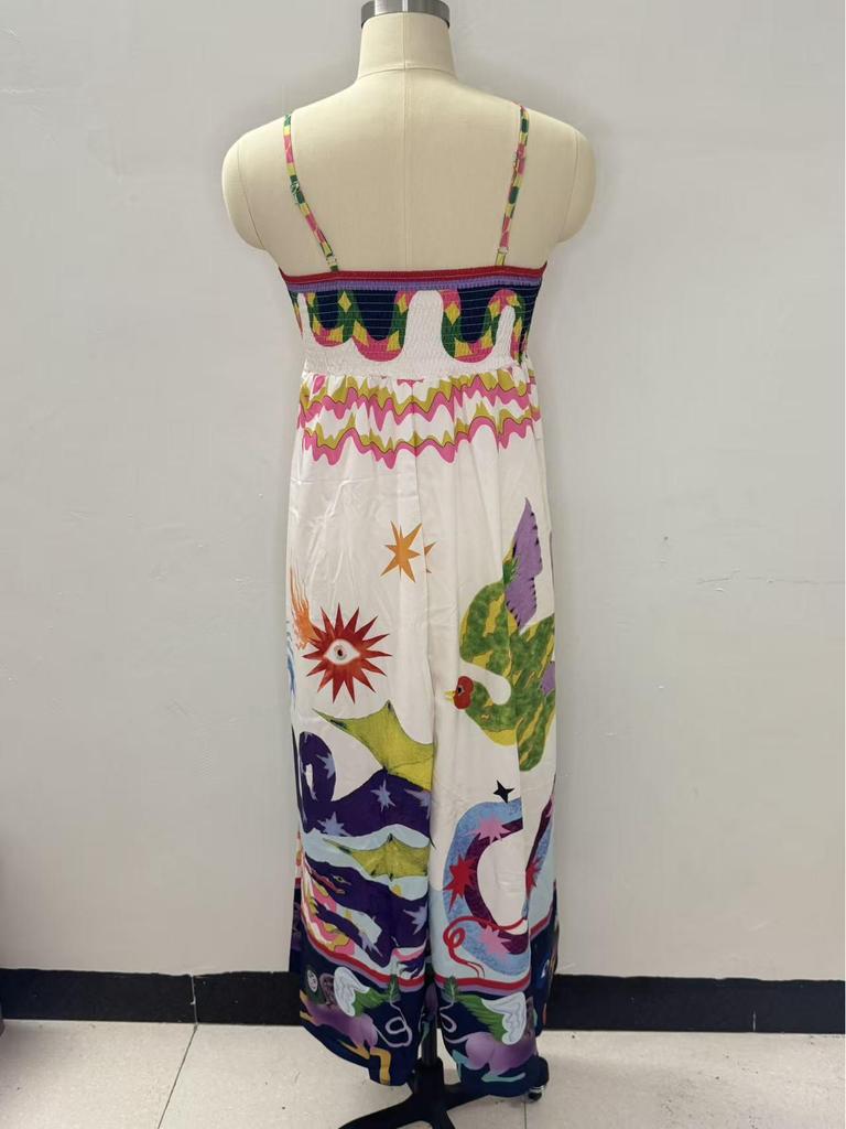 2026 Modern Style Women's Sleeveless High-Waisted Printed Camisole Dress - Casual and Commute Wear