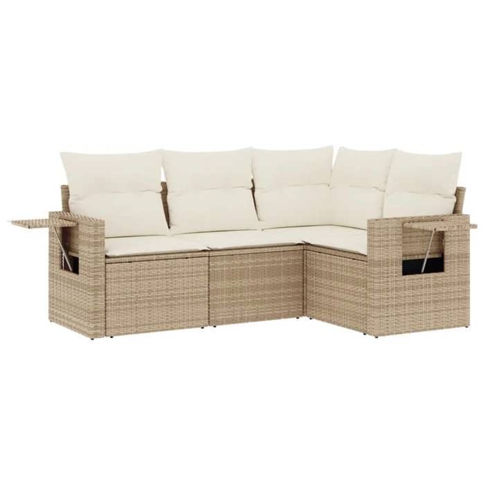 VidaXL Garden Lounge Set with Cushions 4 Pcs, Patio Sofas, Patio Furniture Set, Outdoor Furniture, Beige 3220107
