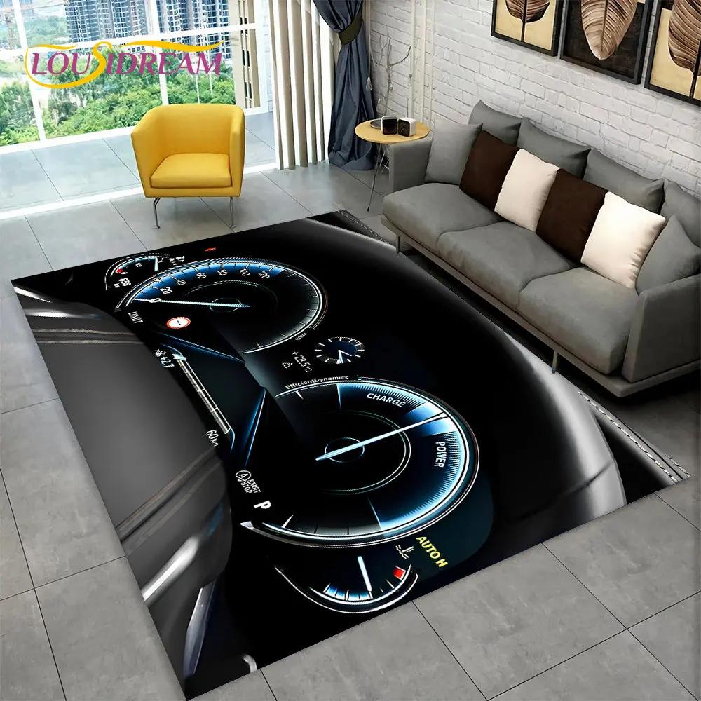 Alfombra grande para tablero de instrumentos de carreras de autos en 3D, alfombra para sala de estar, dormitorio, sofá, cocina, decoración, alfombra antideslizante para juegos de niños
