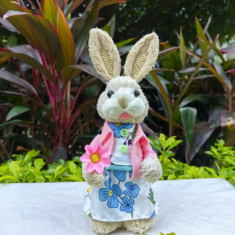 DIY Rabbit Straw Figures High-25cm Rabbit Statue New Garden Statues Home