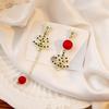 Silver Needle Christmas Snowman & Tree Asymmetrical Snowflake Earrings